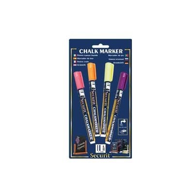BLISTER 4 MARCATORI A GESSO LIQUIDO (arancio-rosa-viola-gia) 1-2mm Fine Securit