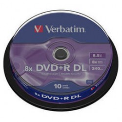 SCATOLA 10 DVD+R DUAL LAYER 8X 8.5GB 240MIN. SERIGRAFATO SPINDLE
