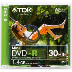 MINI DVD-R TDK CM.8      CAP. 1,4 GB 30 MIN.