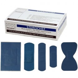 Scatola 100 CEROTTI Assort. in 5 misure BLU DETECTABLE