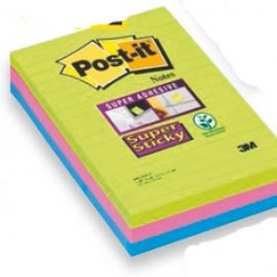 BLOCCO 90foglietti Post-itSuper Sticky RIGHE 101x152mm 660-3SSUC COLORI ULTRA - Conf da 6 pz.