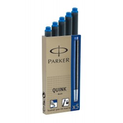 CONFEZIONE 5 CARTUCCE D'INCHIOSTRO BLU PER PENNE STILO PARKER QUINK