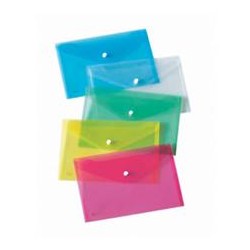 SET 5 BUSTE CON BOTTONE A5-25x18cm COLORI Fluo Ass. LEBEZ ART.80439